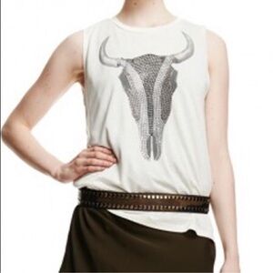 Haute Hippie Bull Skull Studded Tank top